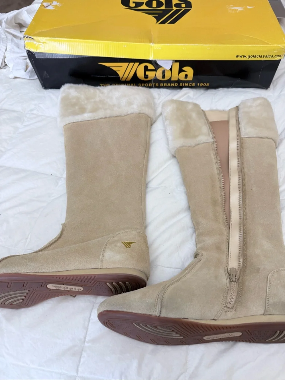 Gola Beige Suede Over-the-Knee Boots